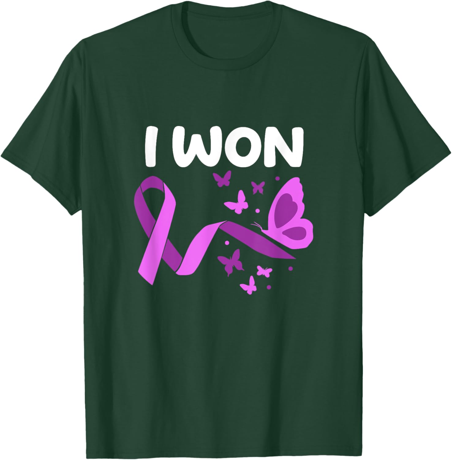 I Won! Pancreatic Cancer survivor. Butterflies version T-Shirt - T-Shirt | Forest