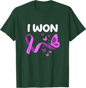 I Won! Pancreatic Cancer survivor. Butterflies version T-Shirt - T-Shirt | Forest