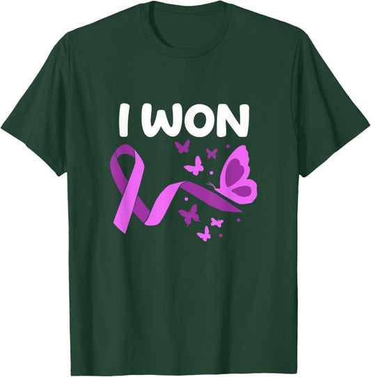 I Won! Pancreatic Cancer survivor. Butterflies version T-Shirt - T-Shirt | Forest