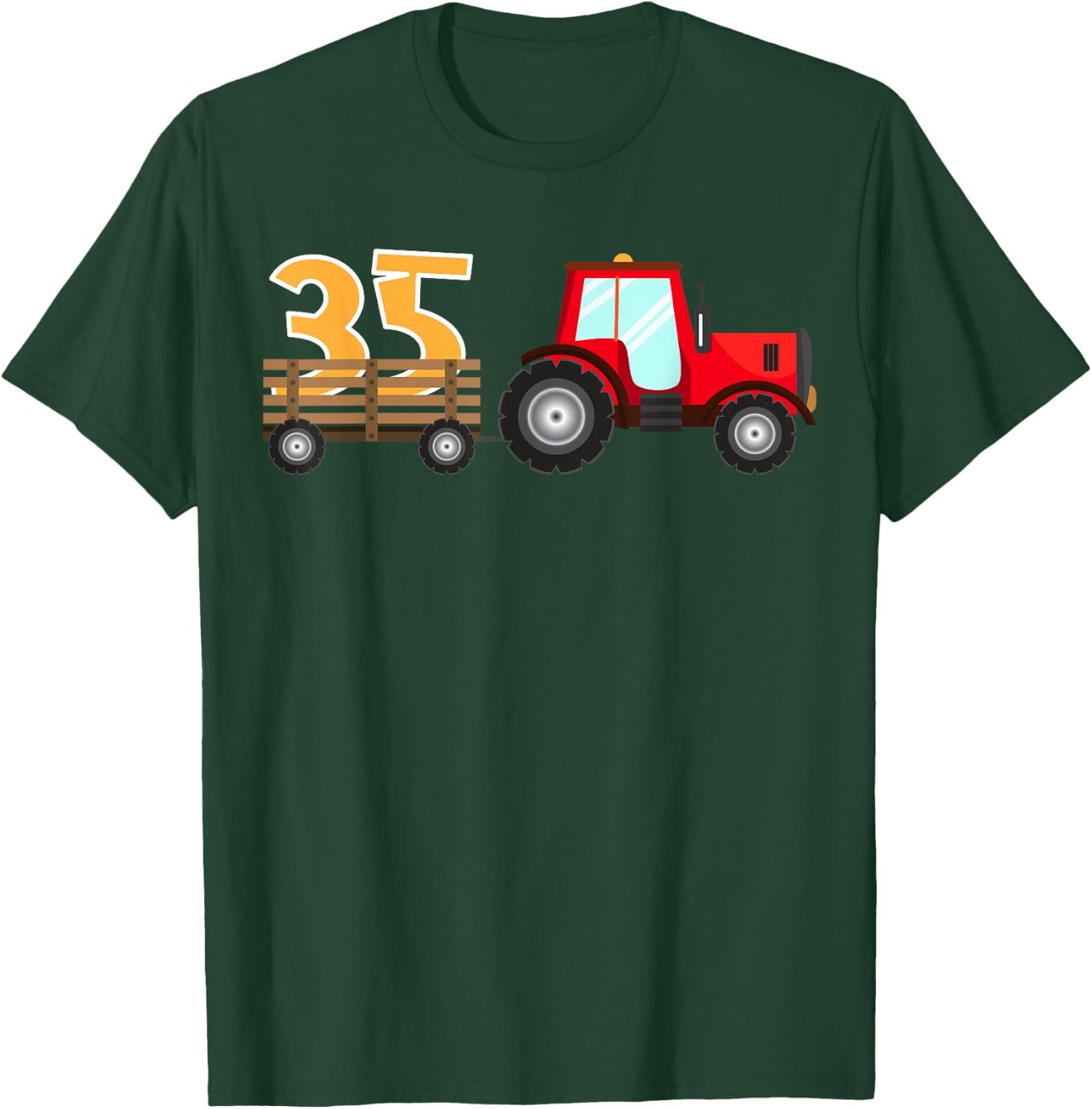 35th Birthday Construction Party Farm Tractor 35 Year Old T-Shirt - T-Shirt | Forest