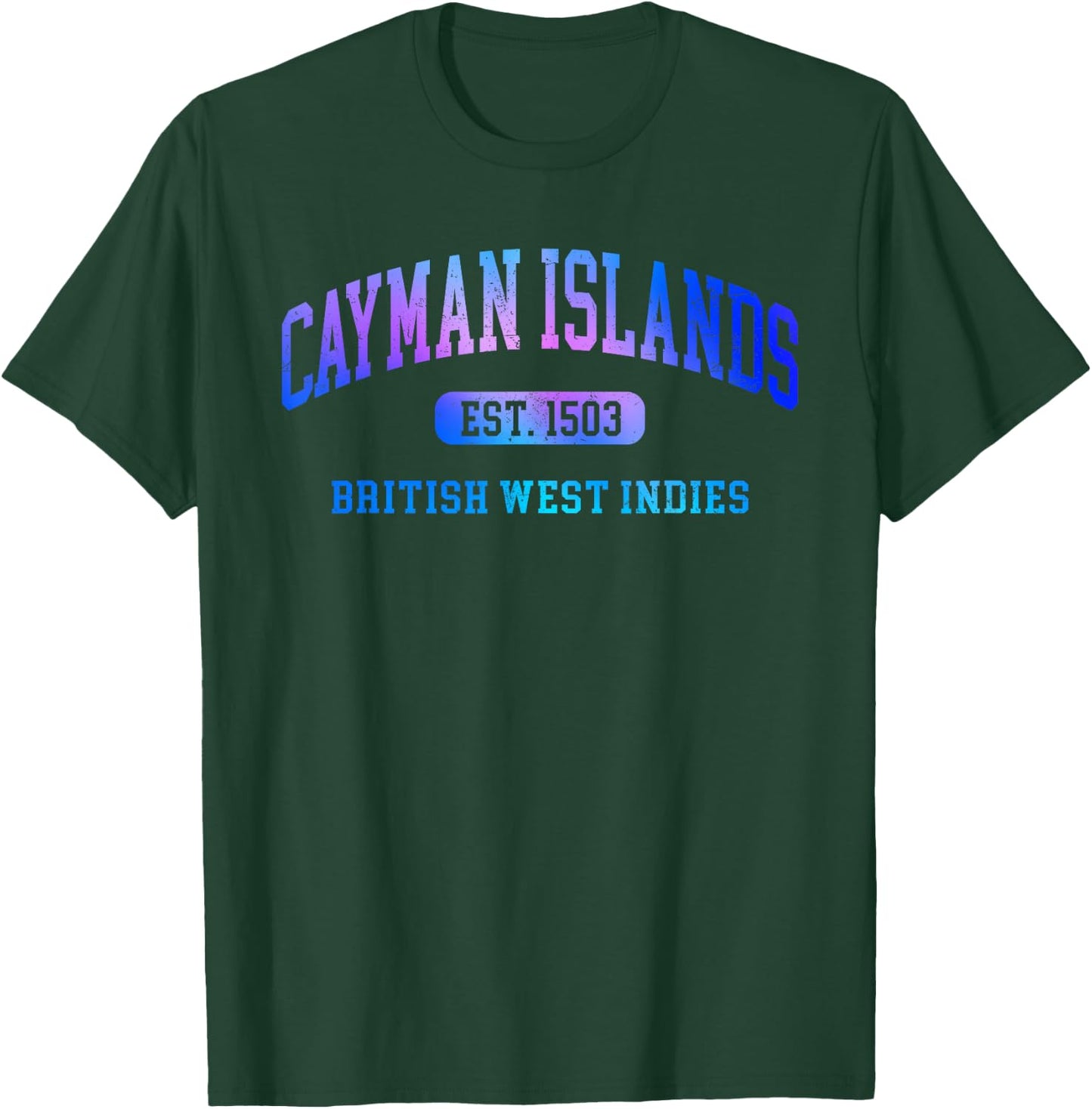 Retro Grand Cayman Islands Colorful Arch Text Souvenir Women T-Shirt - T-Shirt | Forest
