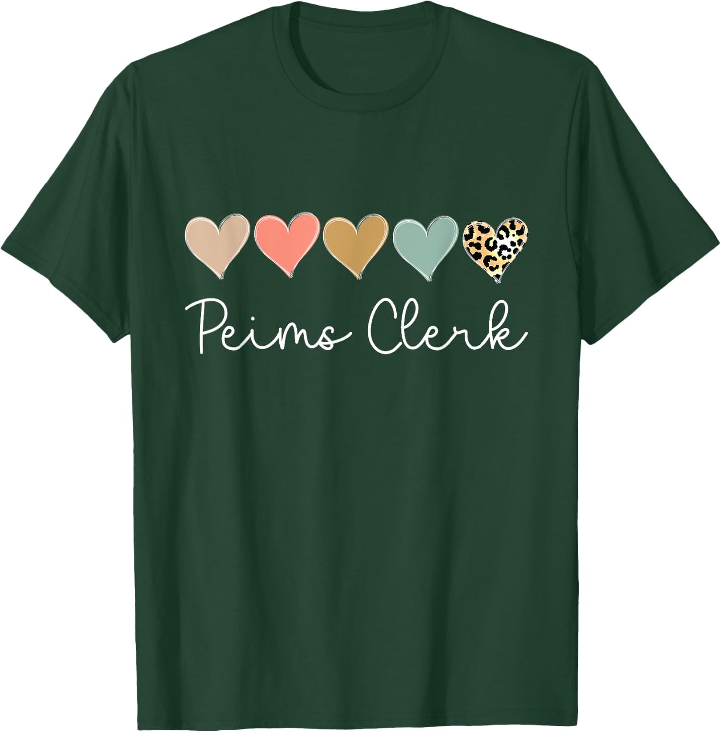 Peims Clerk Heart, School Support Squad Valentine's Day T-Shirt - T-Shirt | Forest