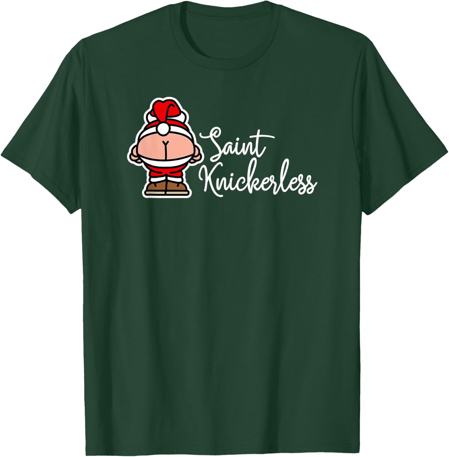 St. Knickerless funny mooning Santa Claus Christmas puns T-Shirt - T-Shirt | Forest