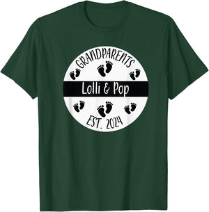 Lolli & Pop Established 2024 Grandparents Couples Matching T T-Shirt - T-Shirt | Forest