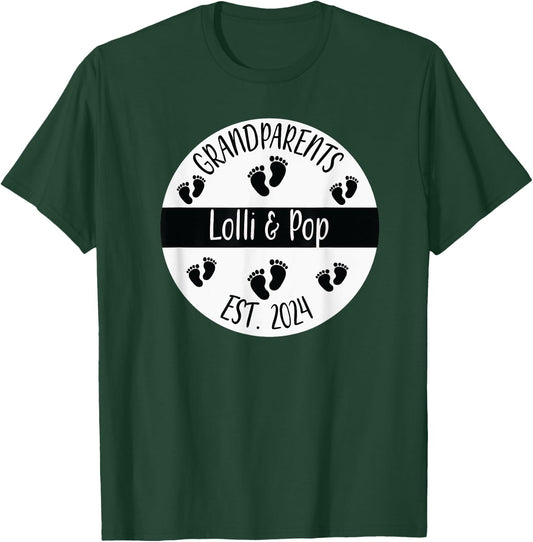 Lolli & Pop Established 2024 Grandparents Couples Matching T T-Shirt - T-Shirt | Forest
