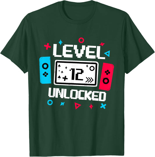 Level 12 unlocked Gamer 12th Birthday Gift Video Game lovers T-Shirt - T-Shirt | Forest