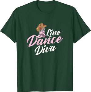Line Dance Diva - Country Music Western Dancer Cowgirl T-Shirt - T-Shirt | Forest