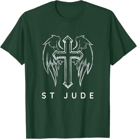 Saint Jude the Apostle. Traditional Catholic Prayer Angel T-Shirt - T-Shirt | Forest