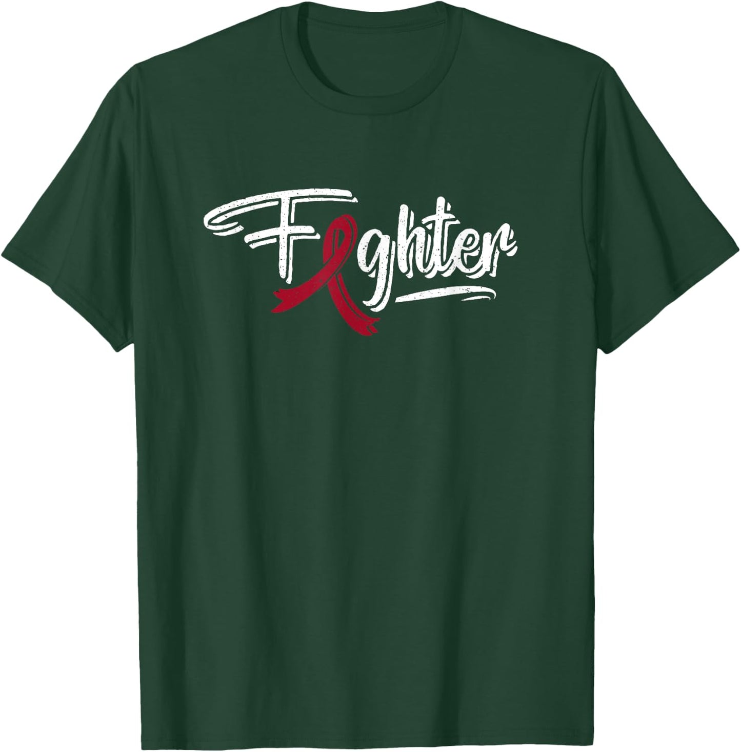 Multiple Myeloma Fighter Blood Cancer Burgundy Ribbon T-Shirt - T-Shirt | Forest
