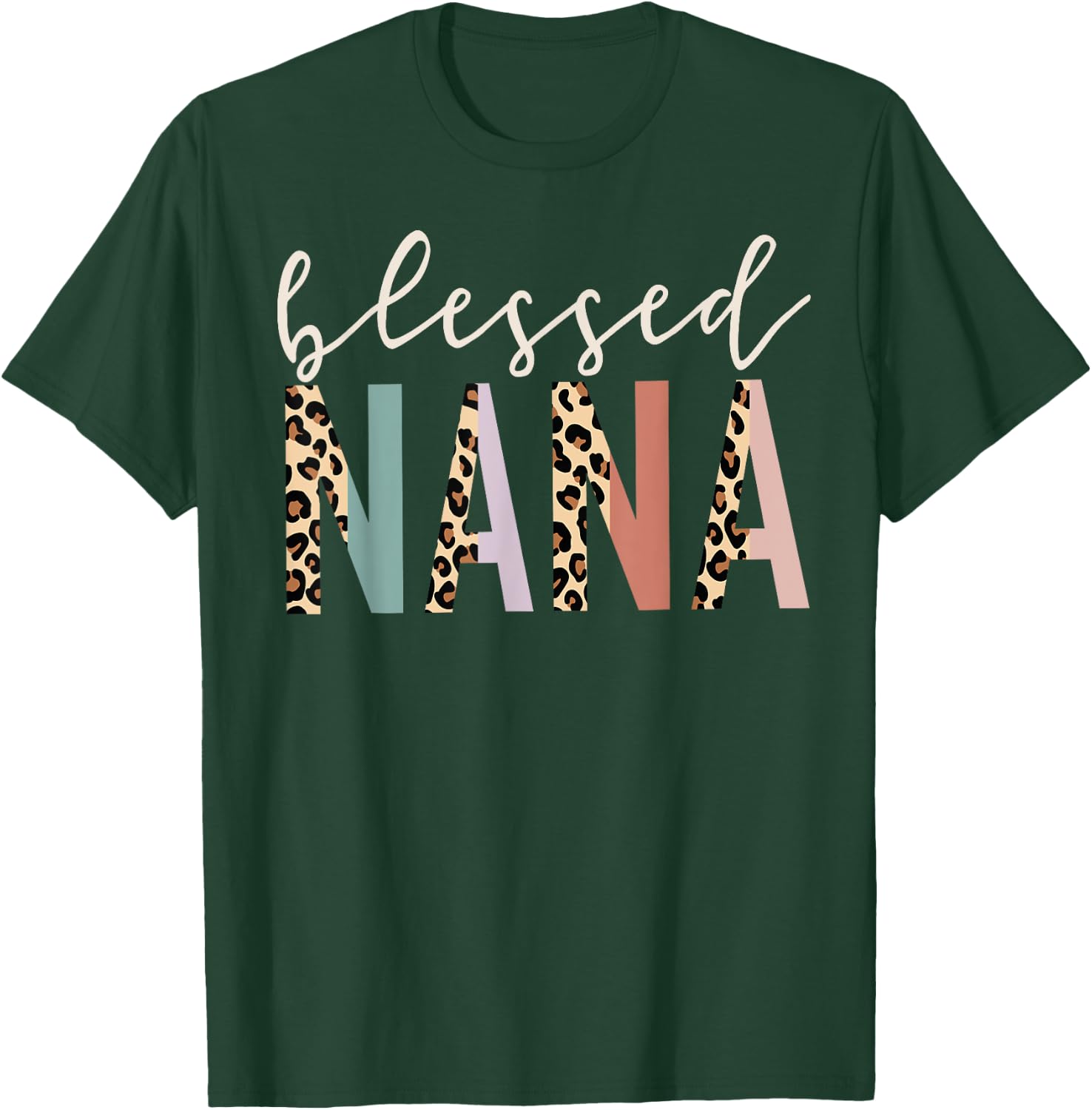 Blessed Nana Cute Leopard Print T-Shirt - T-Shirt | Forest