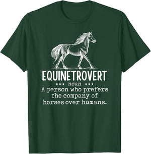 Equinetrovert Funny Horse Equestrian Riding Saying Graphic T-Shirt - T-Shirt | Forest