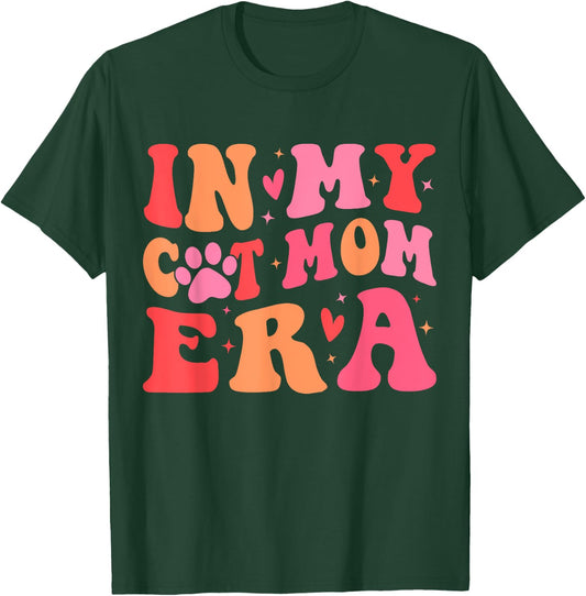 In My Cat Mom Era Groovy Cats Lover Cute Cat Mom T-Shirt - T-Shirt | Forest