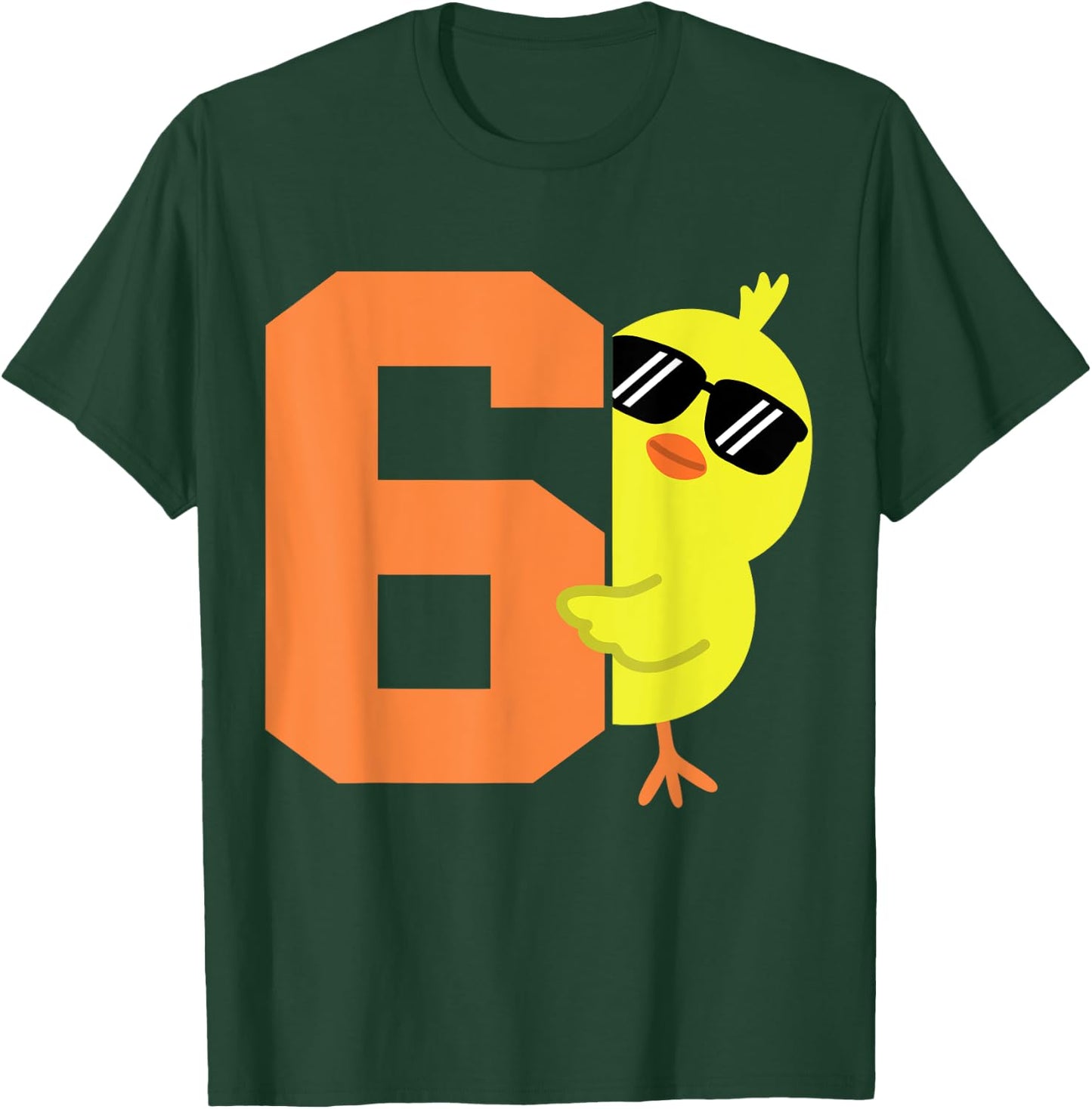 Kids 6th Birthday Chicken Themed Cute 6 Year Old Boys Chick T-Shirt - T-Shirt | Forest