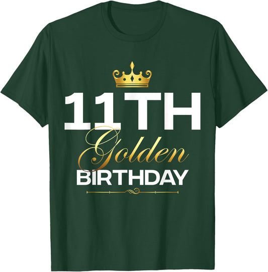 11th B-Day Golden Birthday Age Crown 11 Year Old Birthday T-Shirt - T-Shirt | Forest