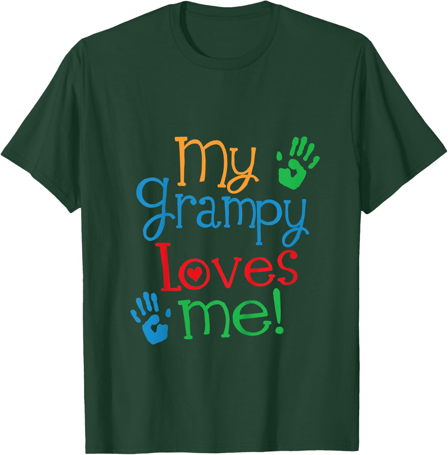 Kids My Grampy Loves Me Grandchild Handprints T-Shirt - T-Shirt | Forest