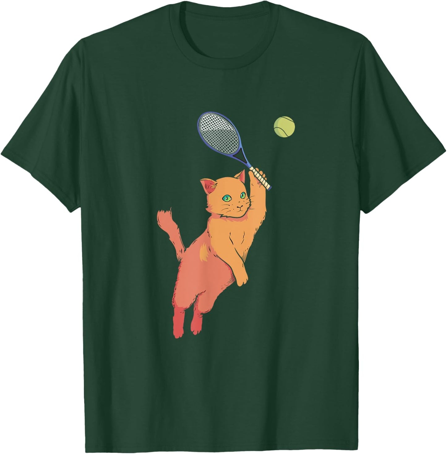 Tennis Player Racquets Cat Tennis Lover Racket Sport Women Kids T-Shirt - T-Shirt | Forest