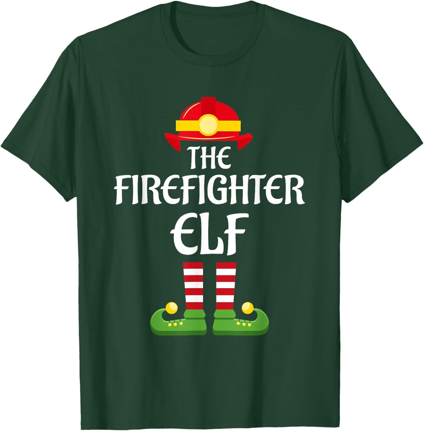 Firefighter Elf Family Matching Group Christmas Fireman T-Shirt - T-Shirt | Forest