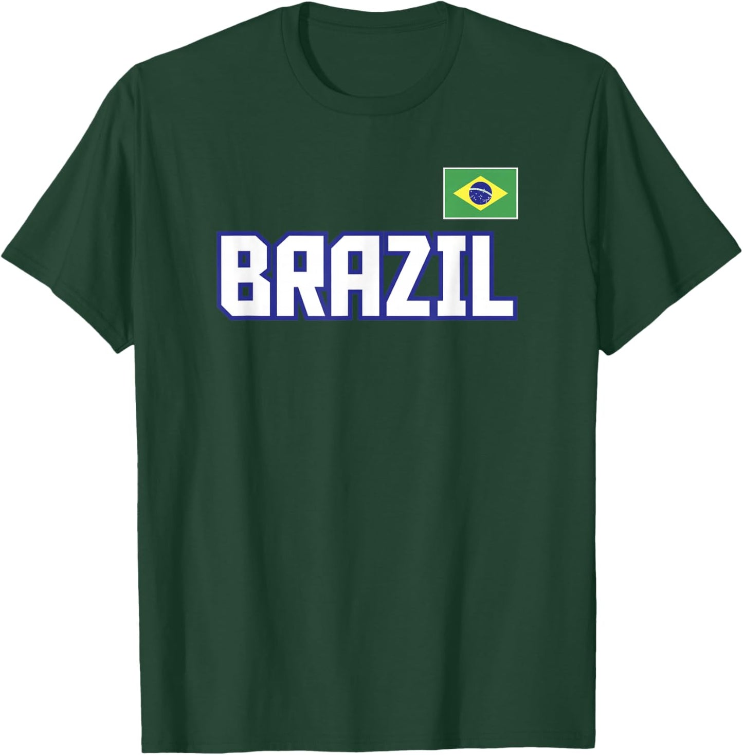 Brazil Flag Brasil Brazilian Pride Athletic Style Country T-Shirt - T-Shirt | Forest