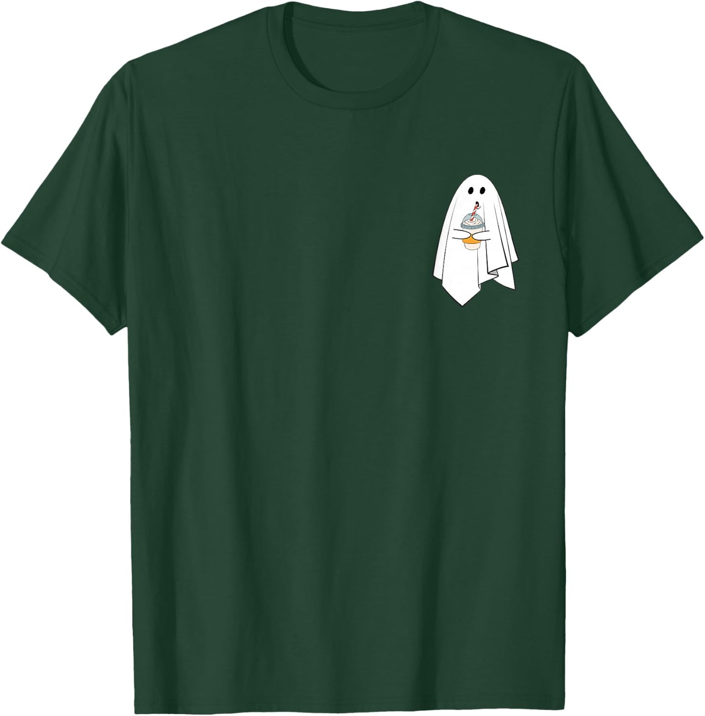 Ghost Drinking Coffee Funny Halloween Costume Coffee Lovers T-Shirt - T-Shirt | Forest