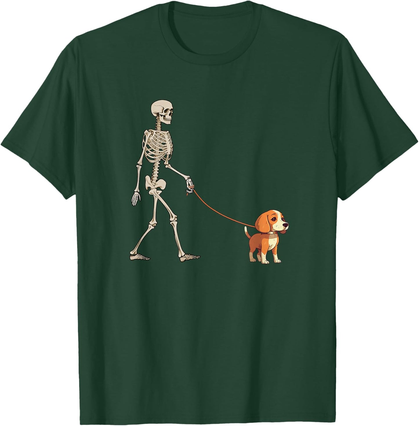 Funny Beagle Skeleton Dog Walking Halloween Dog T-Shirt - T-Shirt | Forest