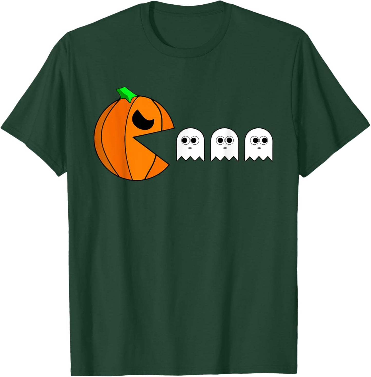 Funny Halloween Pumpkin Eating Ghost Gamer For Boy Girl Kids T-Shirt - T-Shirt | Forest