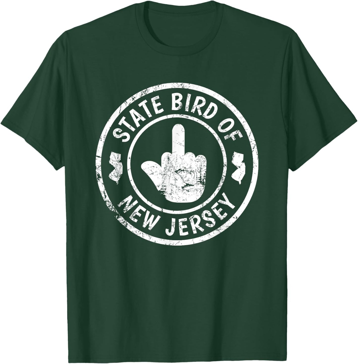 State Bird Of New Jersey Middle Finger Funny Distressed T-Shirt - T-Shirt | Forest