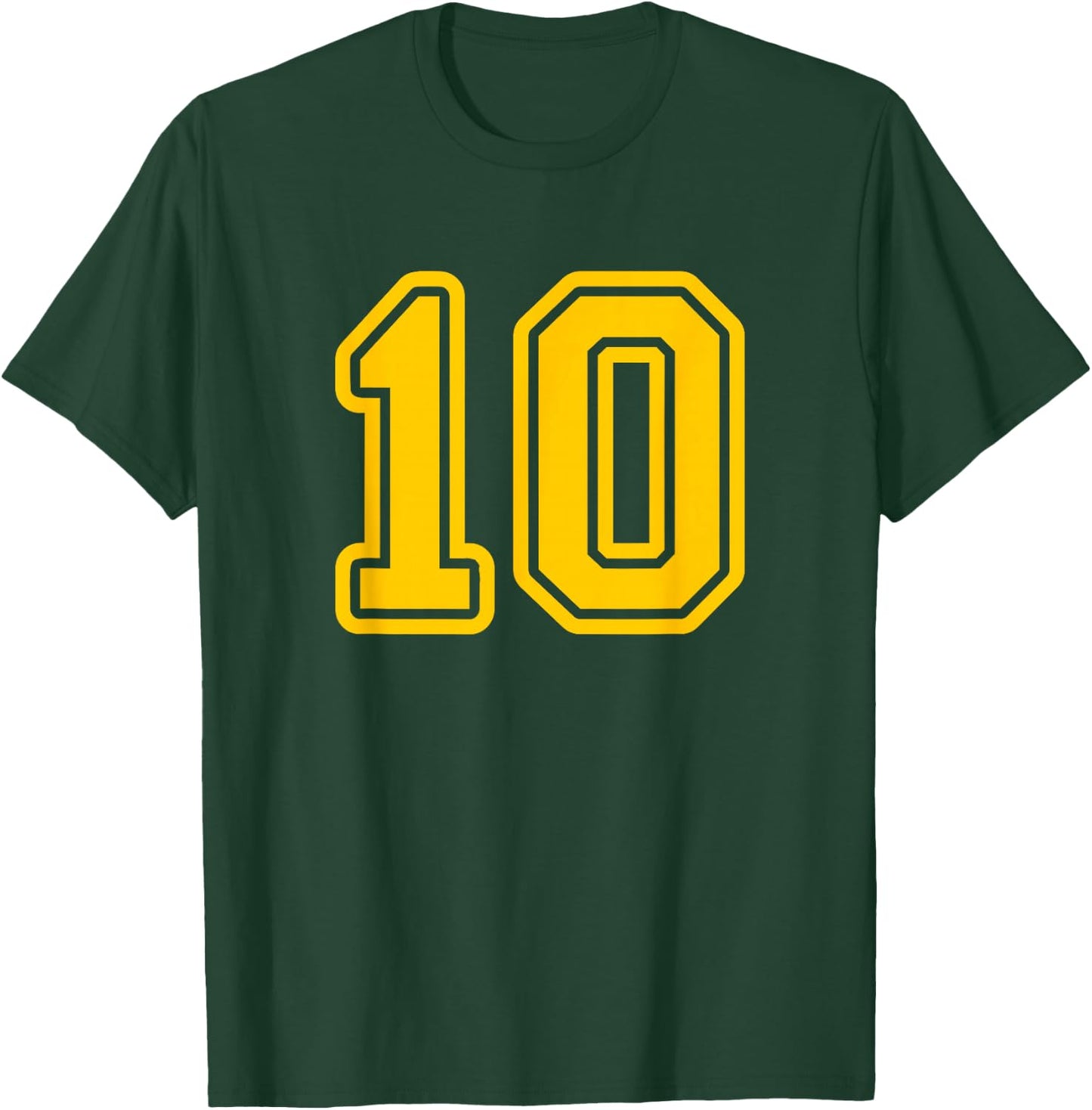 Number #10 Yellow Sports Team Varsity Number 10 T-Shirt - T-Shirt | Forest