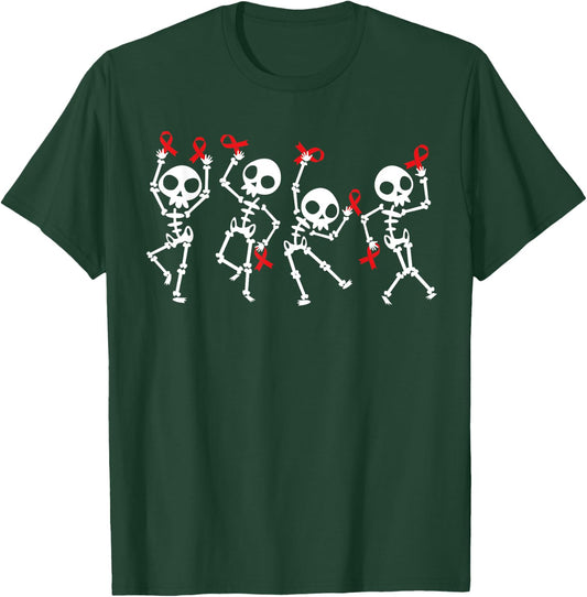 Red Ribbon week Awareness Skeleton Halloween Women Men Kids T-Shirt - T-Shirt | Forest