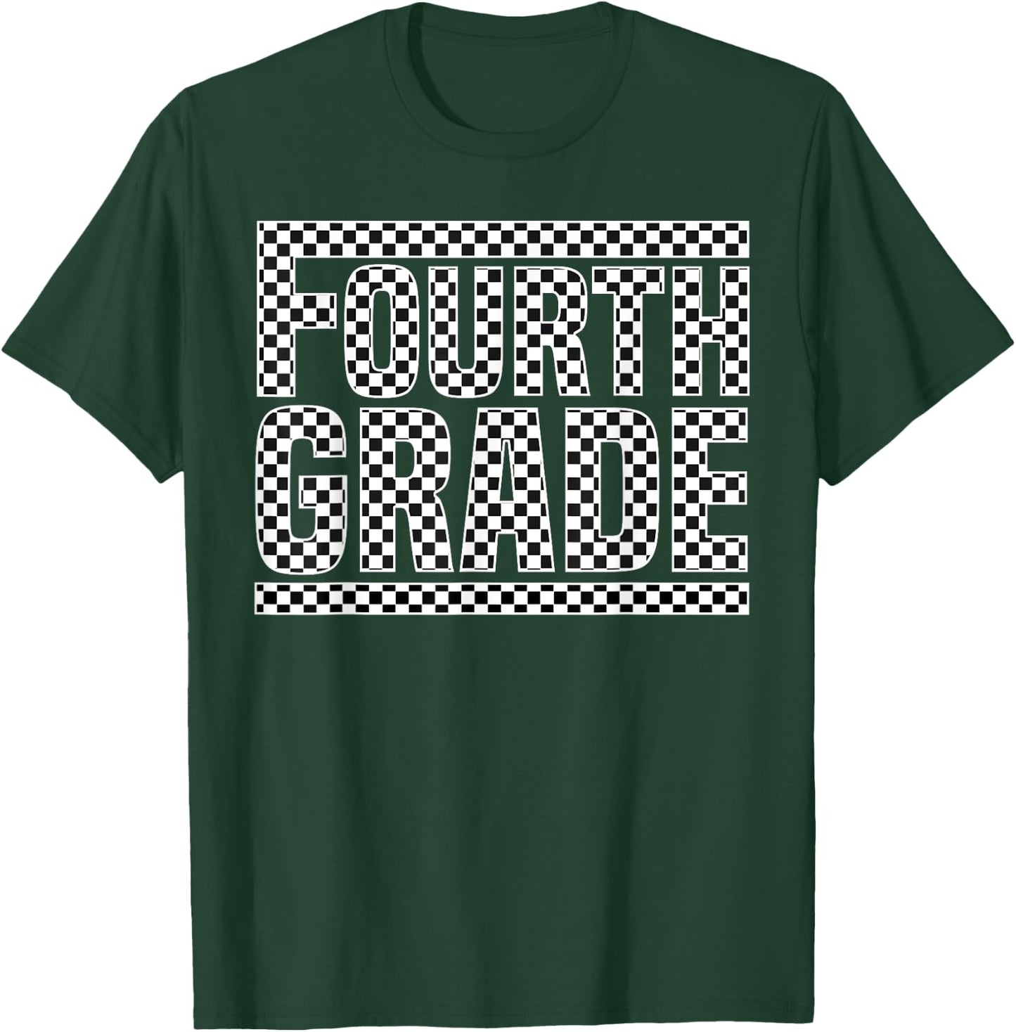 Checkered 4th Grade Back to School Boys Girls Kids Teacher T-Shirt - T-Shirt | Forest