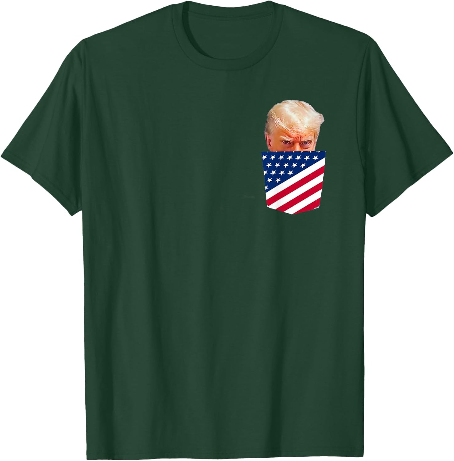 Trump in American Flag Pocket T-Shirt - T-Shirt | Forest
