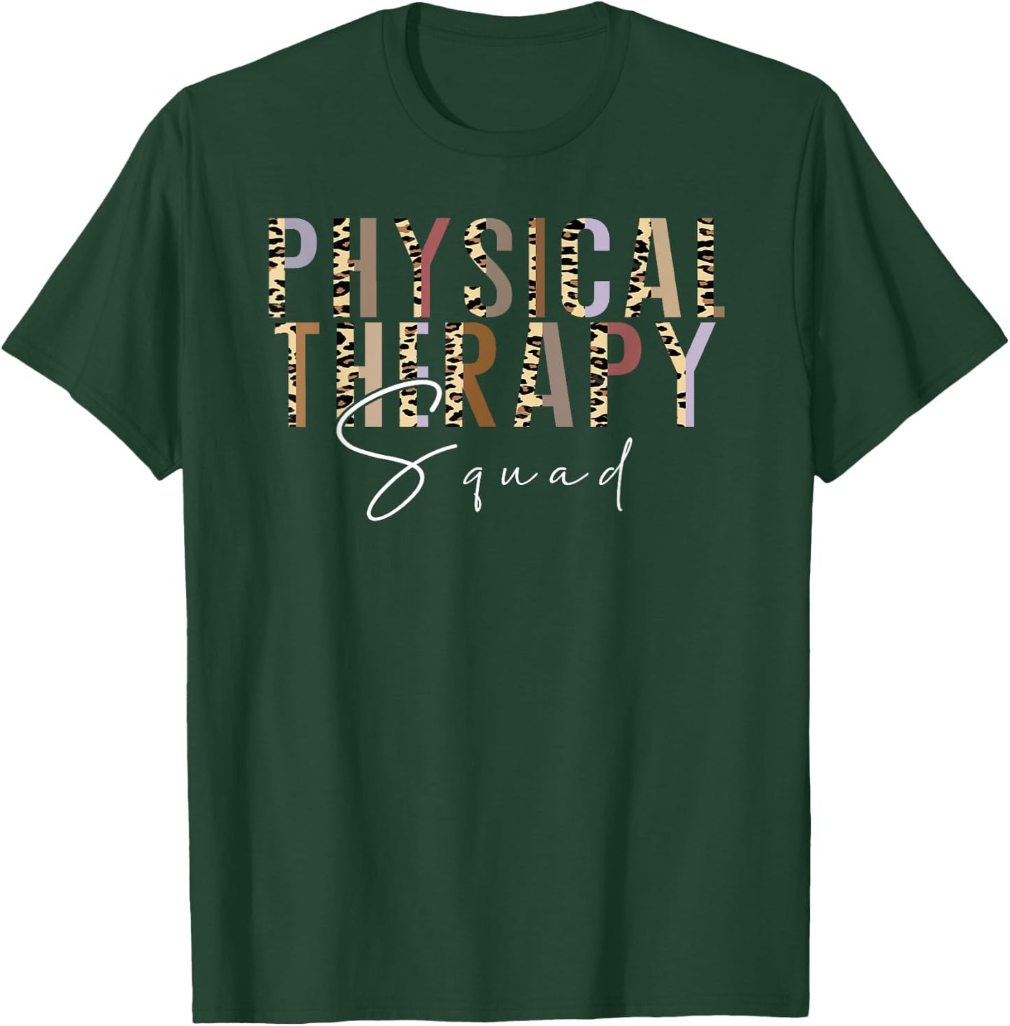 Physical Therapy Squad Leopard Plaid Appreciation Therapist T-Shirt - T-Shirt | Forest