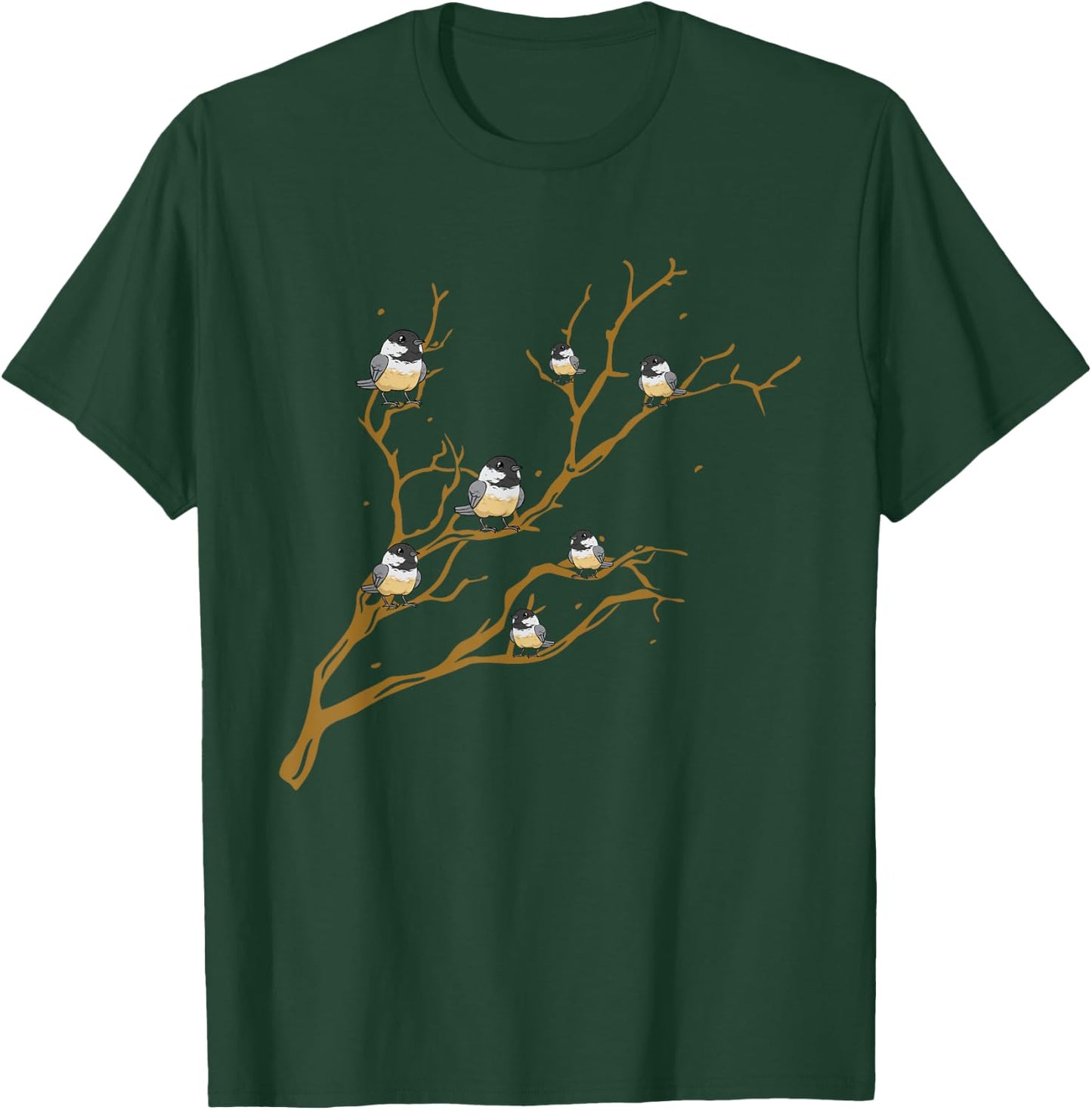 Chickadees On Branch Bird Birding T-Shirt - T-Shirt | Forest