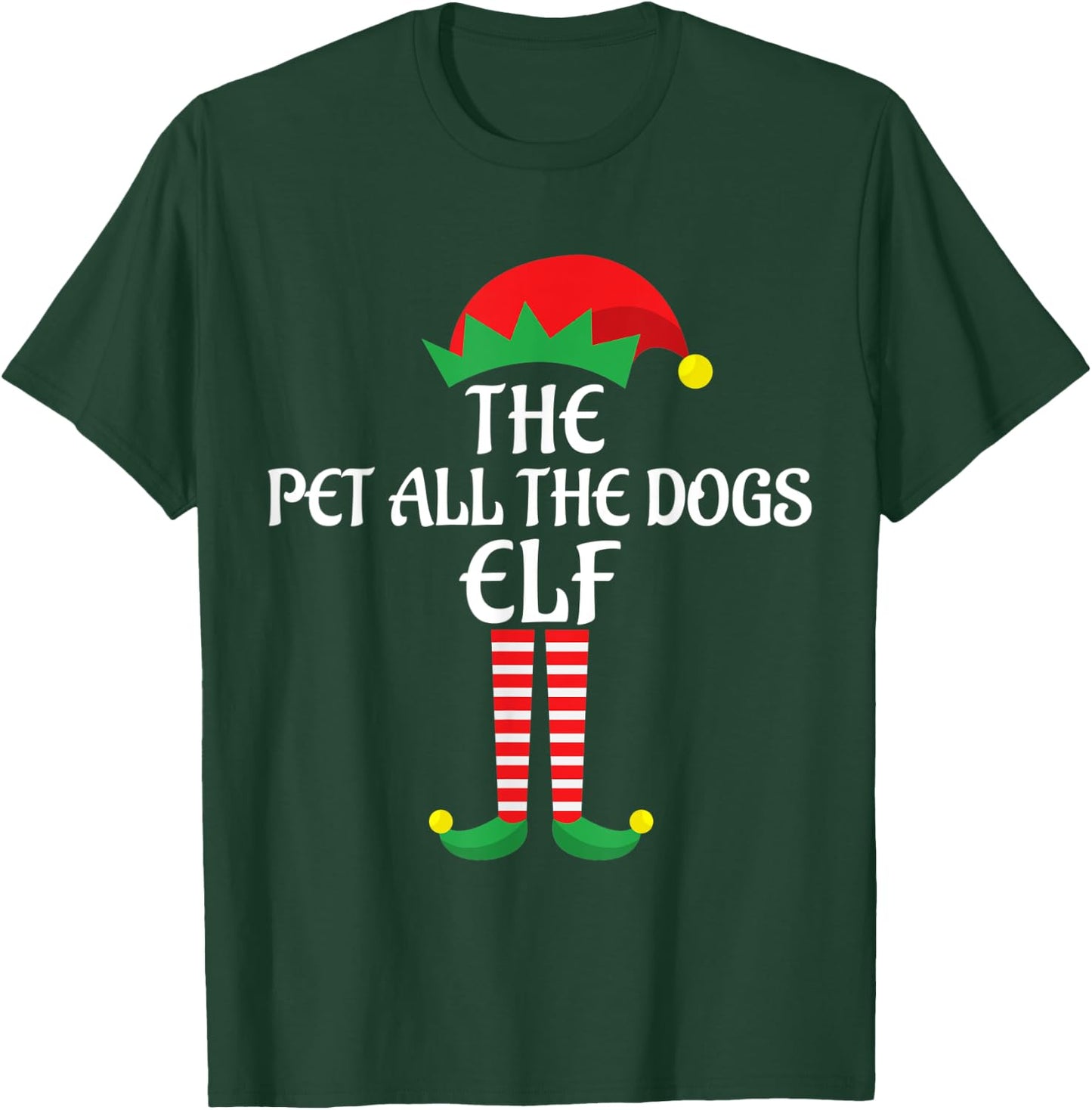 Pet All the Dogs Elf Christmas Theme Family Group Matching T-Shirt - T-Shirt | Forest