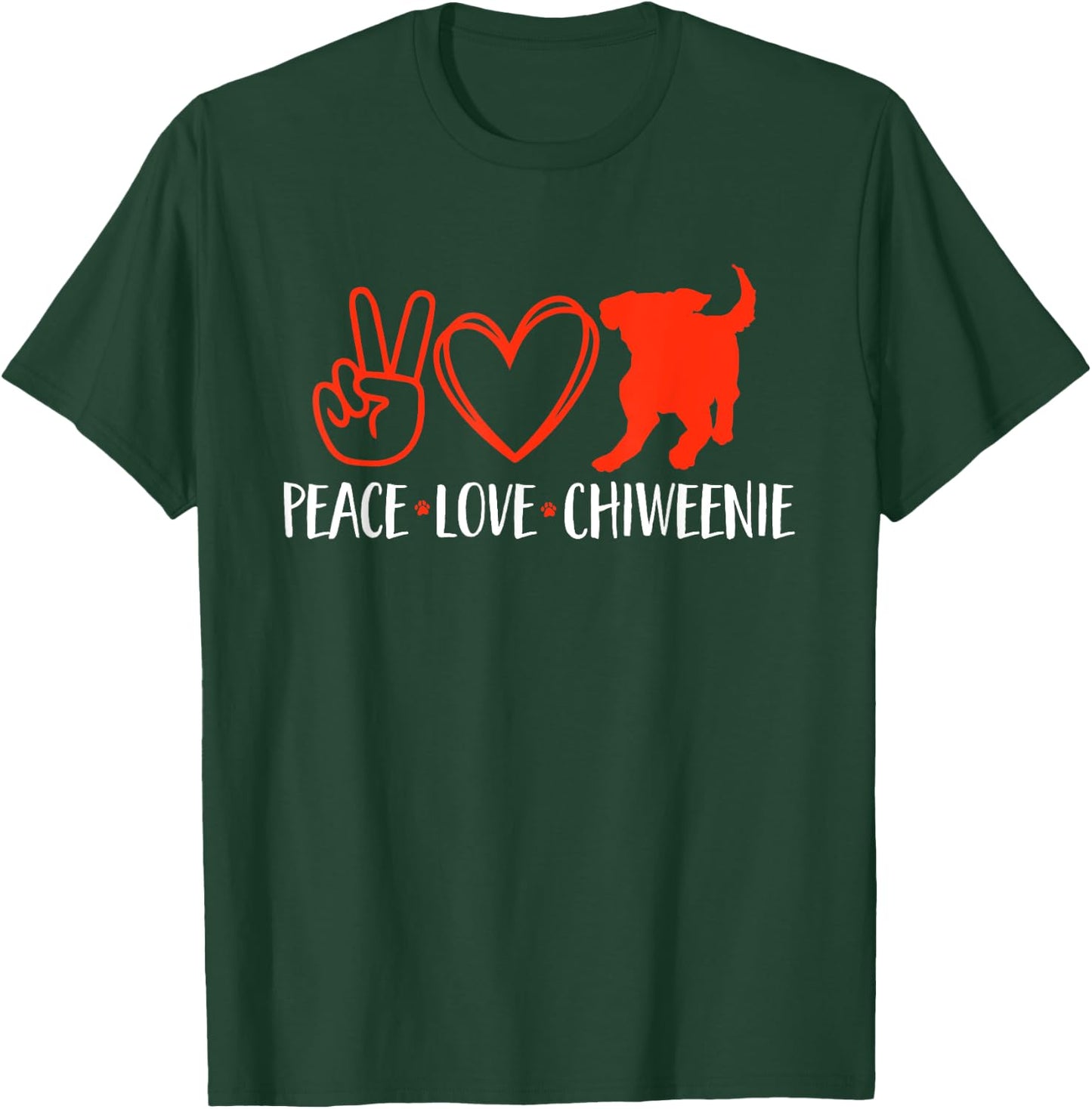 Peace Love Chiweenie Dog Owner T-Shirt - T-Shirt | Forest