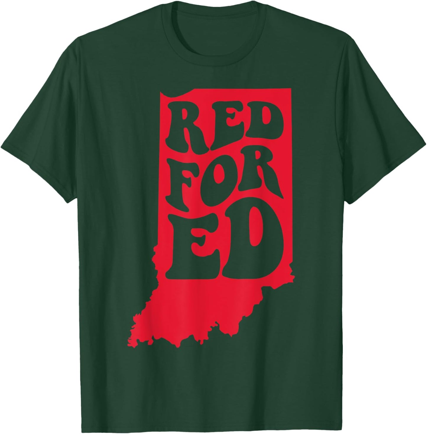 Groovy Red For Ed Indiana State Teacher Red For Ed Teacher T-Shirt - T-Shirt | Forest