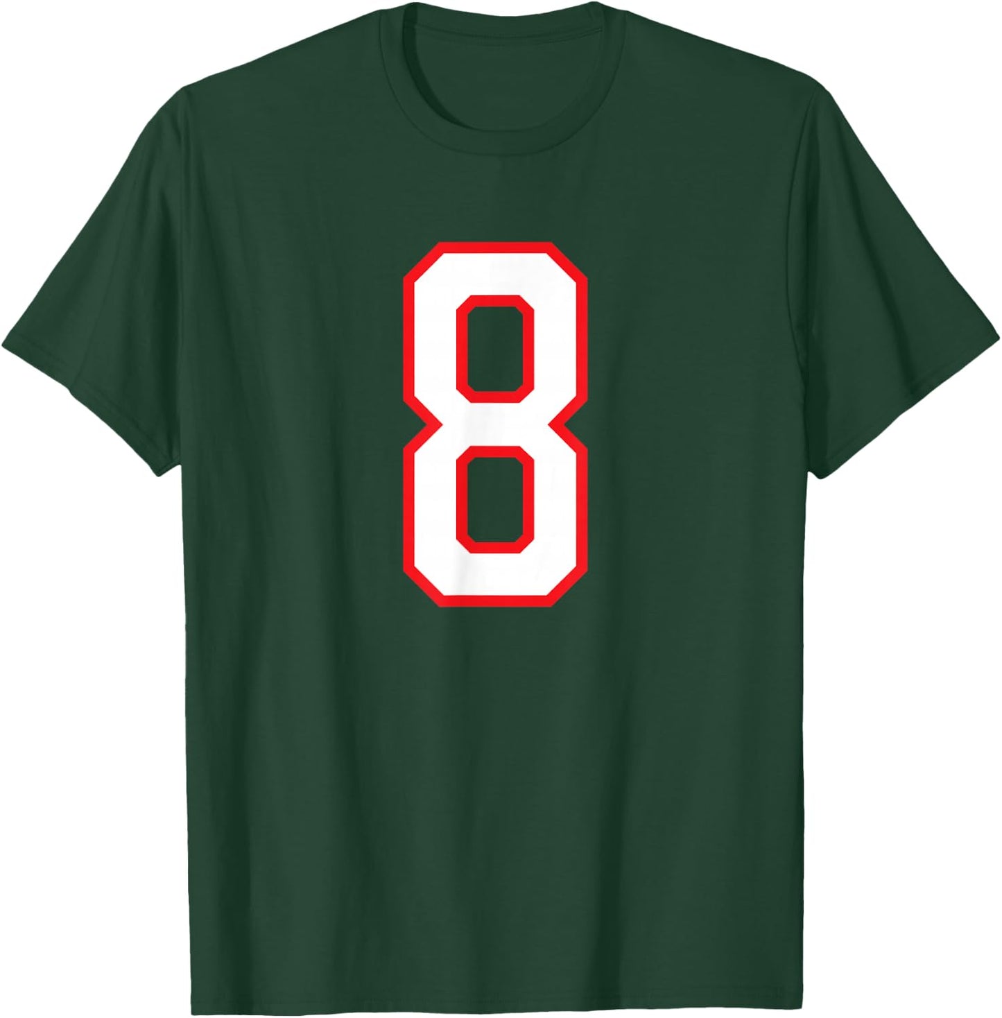 Number #8 Sport White Red Uni Number T-Shirt - T-Shirt | Forest