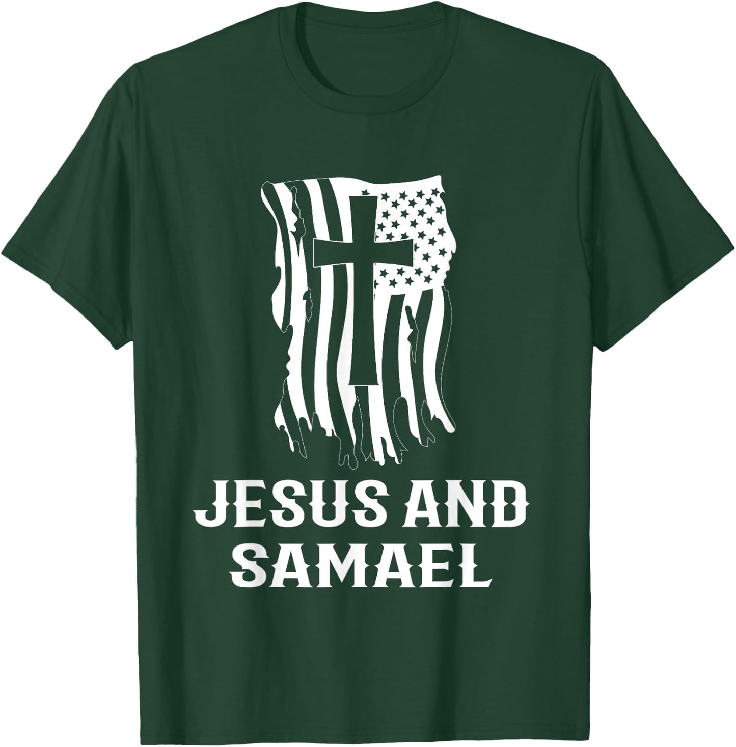 Jesus and Saint Samael the Archangel Catholic Prayer Design T-Shirt - T-Shirt | Forest