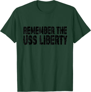 Remember the USS Liberty - Bold American Flag Font Men T-Shirt - T-Shirt | Forest