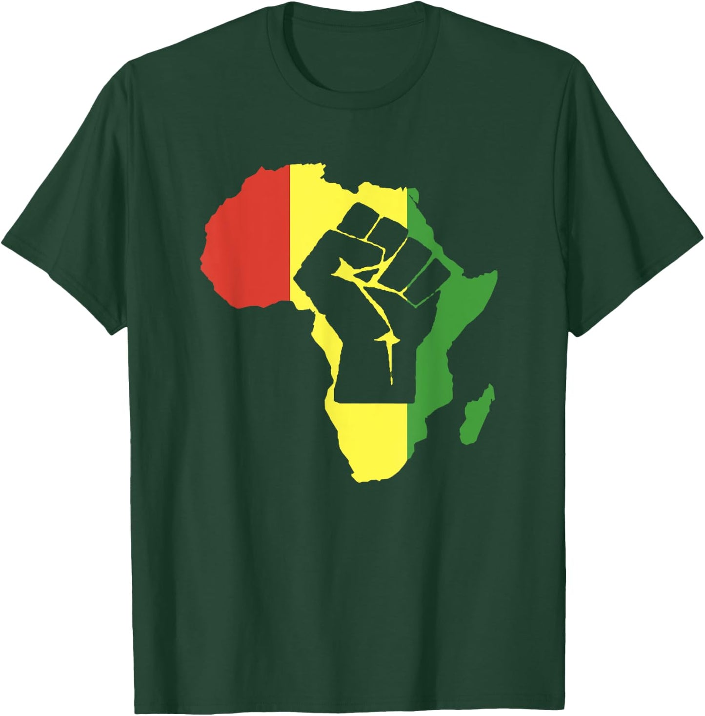 Africa Black Fist Africa Map T-Shirt - T-Shirt | Forest