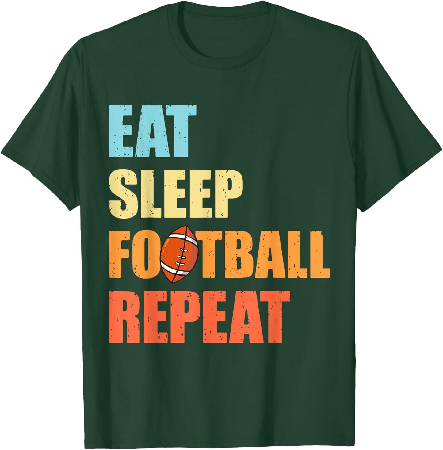 Eat Sleep Football Repeat Funny Retro Football Player Coach T-Shirt - T-Shirt | Forest