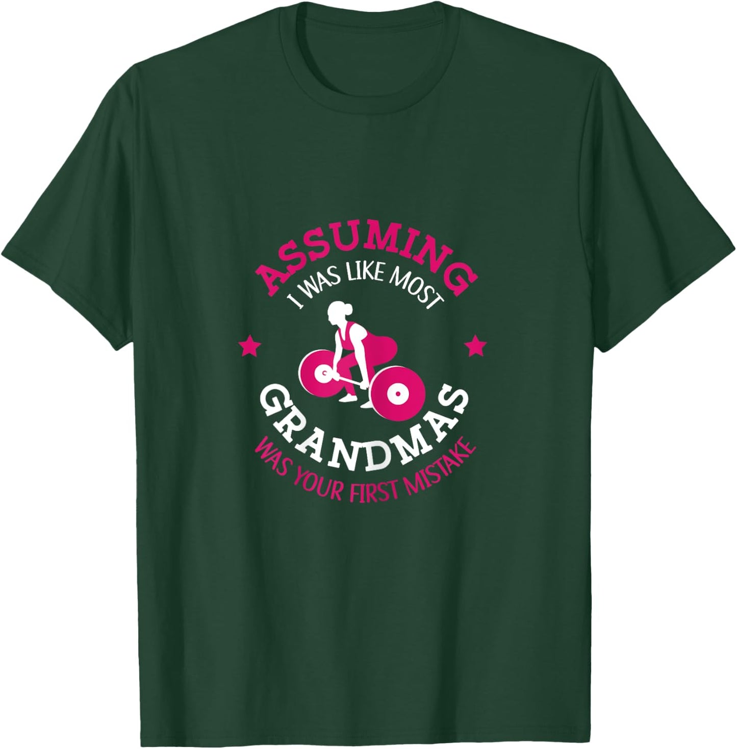 Fitness Instructor Coach Bodybuilder Weightlifter Assuming I Was Like Most Grandmas Was Your First Mistake Black X-Small Short Sleeve T-Shirt - T-Shirt | Forest