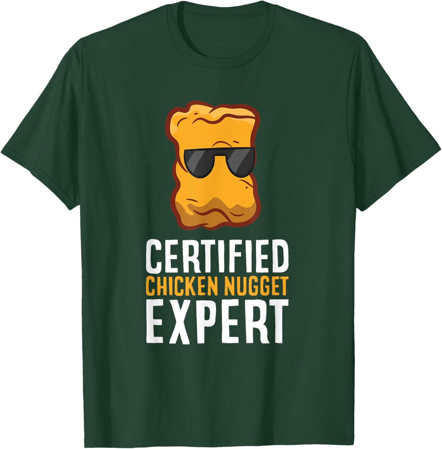 Funny Chicken Nuggets Lover Gifts Certified Chicken Nugget Expert -Adults Black Small Classic Fit Short Sleeve T-Shirt - T-Shirt | Forest