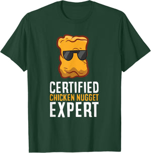 Funny Chicken Nuggets Lover Gifts Certified Chicken Nugget Expert -Adults Black Small Classic Fit Short Sleeve T-Shirt - T-Shirt | Forest