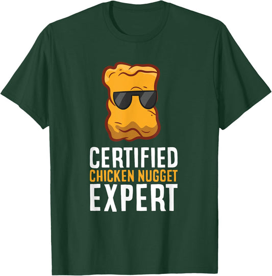 Funny Chicken Nuggets Lover Gifts Certified Chicken Nugget Expert -Adults Black Small Classic Fit Short Sleeve T-Shirt - T-Shirt | Forest