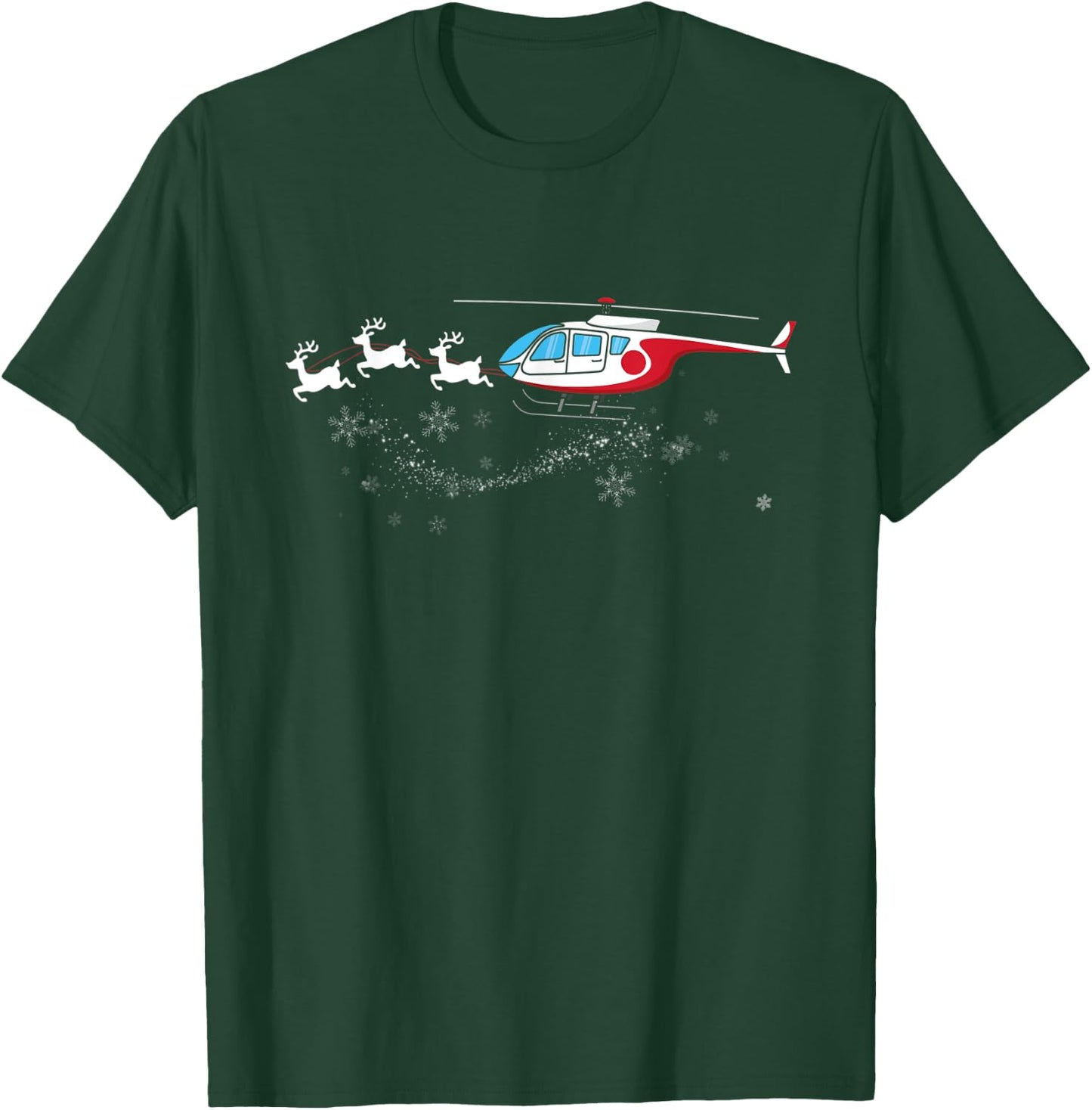 Helicopter Santa Christmas Sleigh - Funny Helicopter Xmas T-Shirt - T-Shirt | Forest