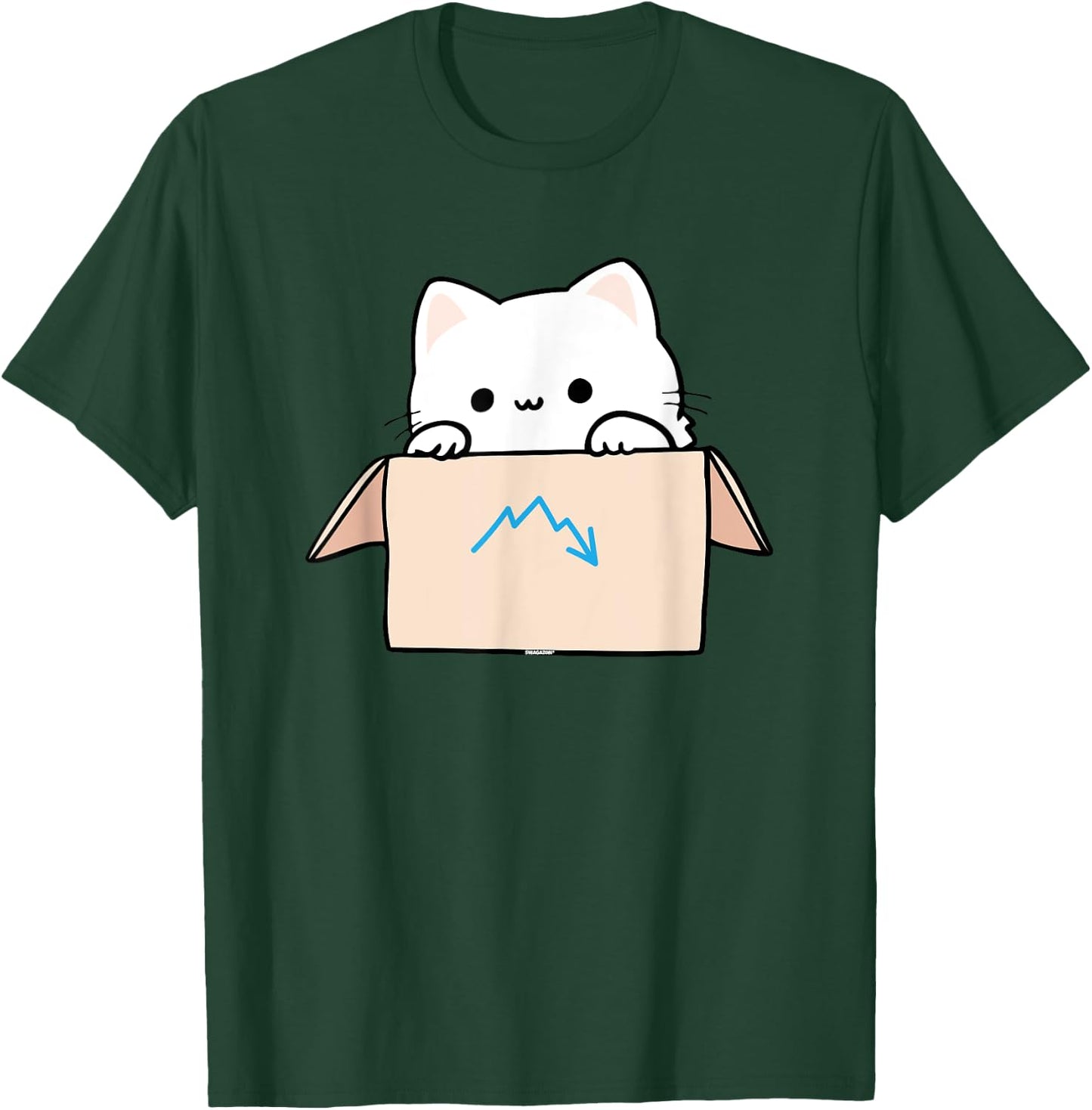 Coworker Pet Swagazon Associate Cute Cat in Cardboard Box Men Women T-Shirt - T-Shirt | Forest