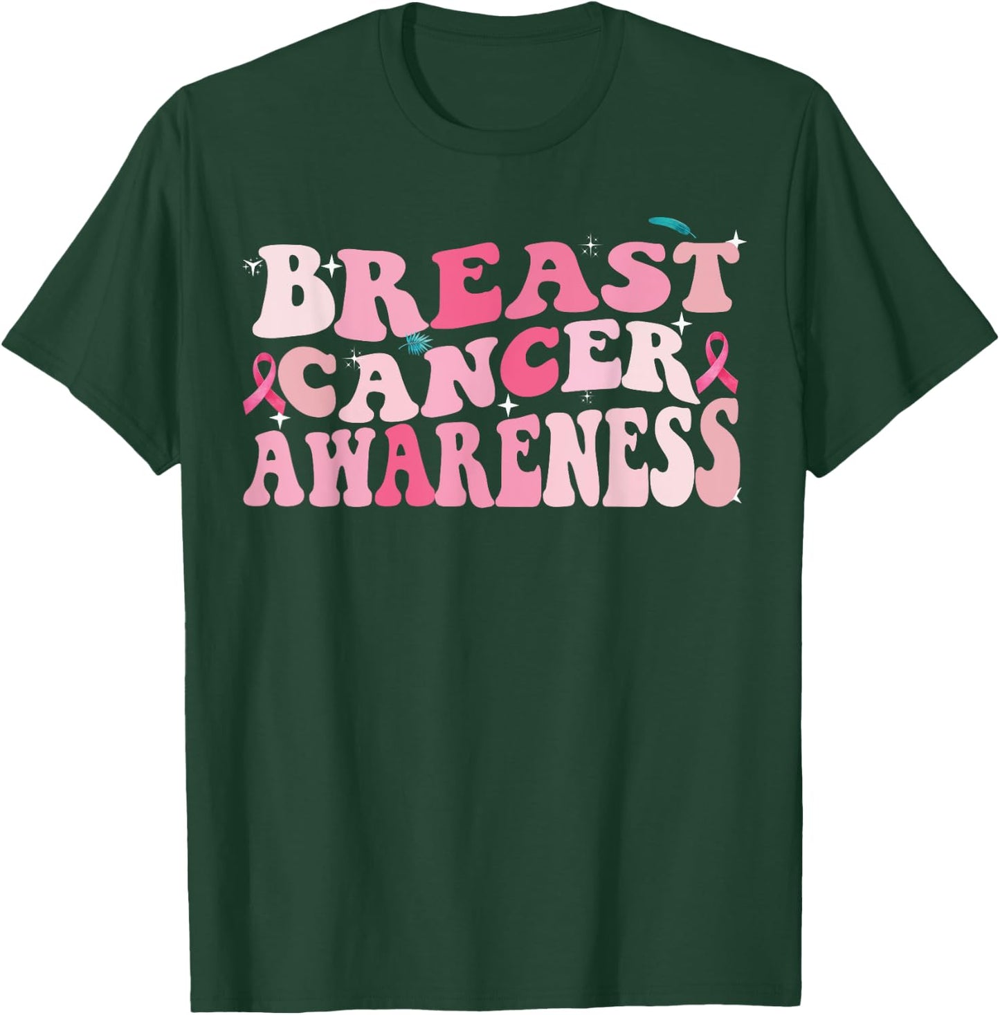 Groovy Breast Cancer Awareness 2023 Breast Cancer Outfit T-Shirt - T-Shirt | Forest