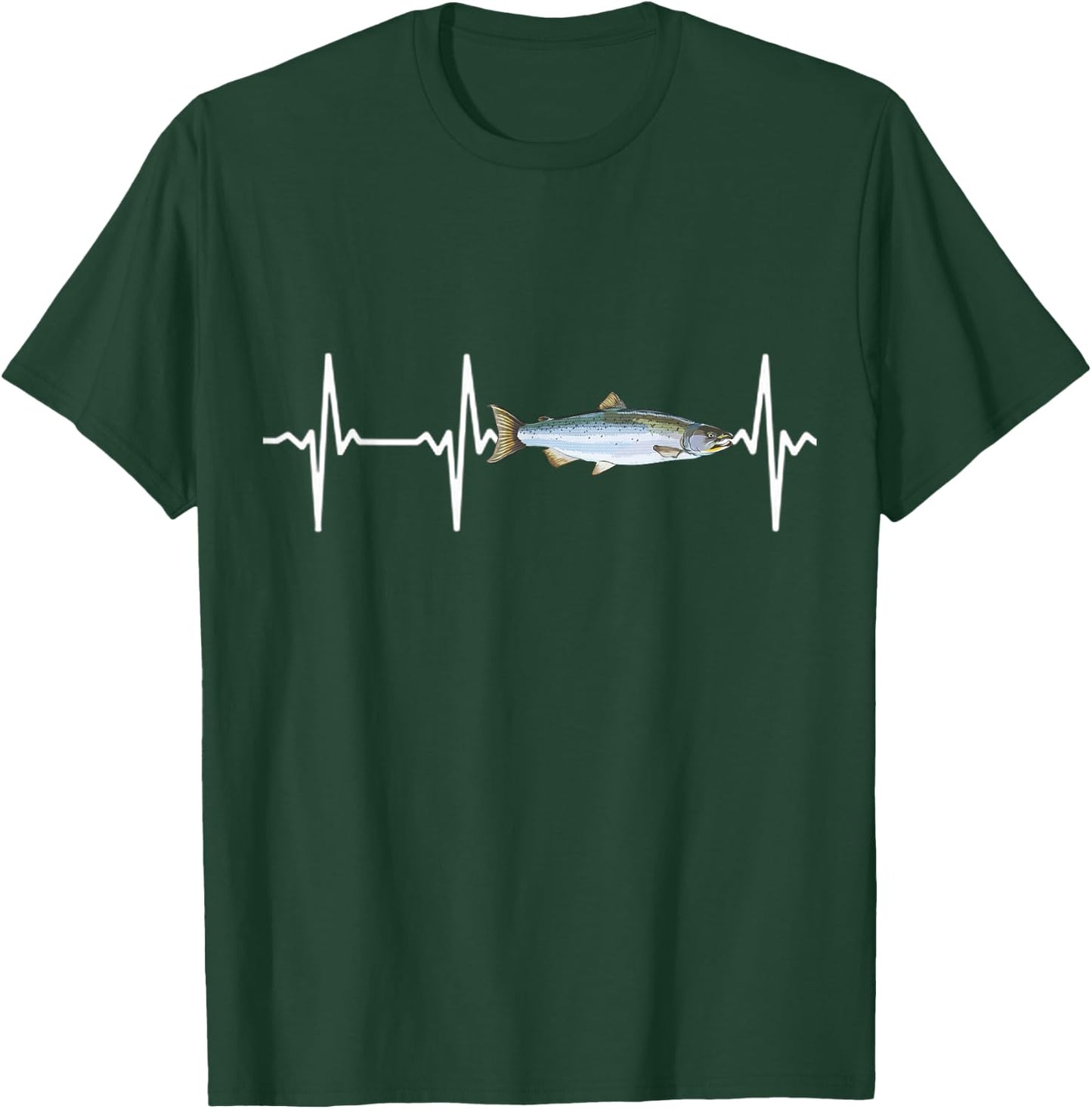 Coho Salmon Heartbeat For Freshwater Fish Fishing Lovers T-Shirt - T-Shirt | Forest