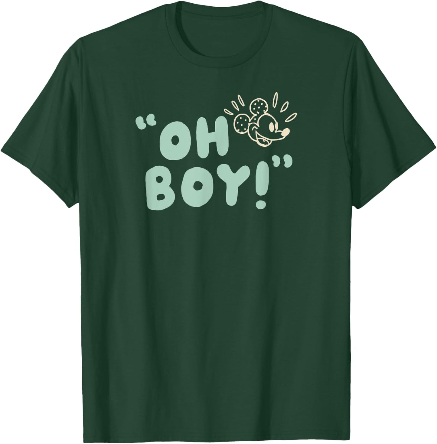 Amazon Essentials Men's Mickey Oh Boy , Black, Small T-Shirt - T-Shirt | Forest