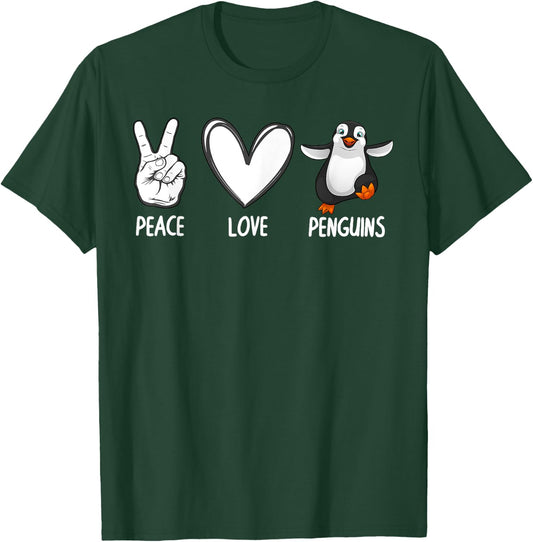Cool Penguin Art Women Peace Love Penguins Zookeeper T-Shirt - T-Shirt | Forest